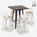 zestaw 4 taboretów i stół industrialny 60x60cm rough black Oferta