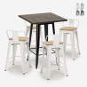 zestaw 4 taboretów i stół industrialny 60x60cm rough black Oferta