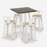 zestaw industrialny stoł 60x60cm i 4 stołki rough white Katalog