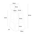 zestaw industrialny stoł 60x60cm i 4 stołki rough white 