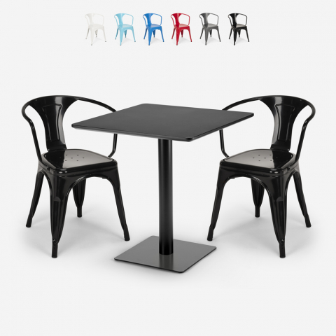 Zestaw stolik Horeca 70x70cm i 2 krzesła Starter Dark
