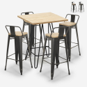 zestaw 4 stołki w stylu vintage i stolik industrialny 60x60 cm rhodes Promocja