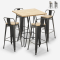 zestaw 4 stołki w stylu vintage i stolik industrialny 60x60 cm rhodes Promocja