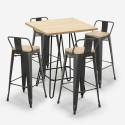 zestaw 4 stołki w stylu vintage i stolik industrialny 60x60 cm rhodes Sprzedaż