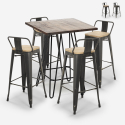 industrialny stół barowy 60 x 60 cm i 4 stołki w stylu vintage rhodes noix Sprzedaż