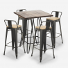 industrialny stół barowy 60 x 60 cm i 4 stołki w stylu vintage rhodes noix Rabaty