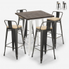 wysoki stolik kawowy 60x60cm i 4 stołki w stylu vintage axel white Promocja