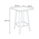 wysoki stolik kawowy 60x60cm i 4 stołki w stylu vintage axel white 