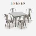 zestaw kuchenny 4 krzesła vintage Lix i stół industrialny 80x80cm state Promocja