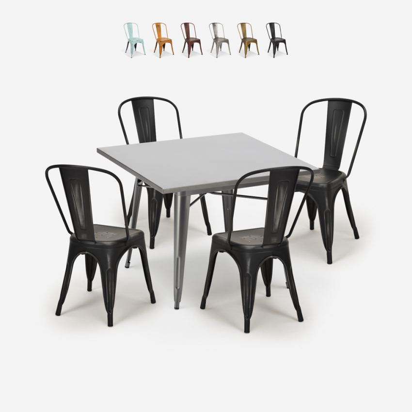 zestaw kuchenny 4 krzesła vintage i stół industrialny 80x80cm state Sprzedaż
