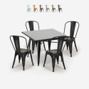 zestaw 4 krzeseł w stylu i industrialny stół 80x80cm state black Rabaty