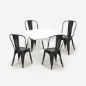 zestaw 4 krzeseł i stół industrialny 80x80cm state white Środki