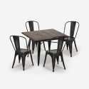 zestaw 4 krzeseł vintage stół do jadalni 80x80cm burton black Środki