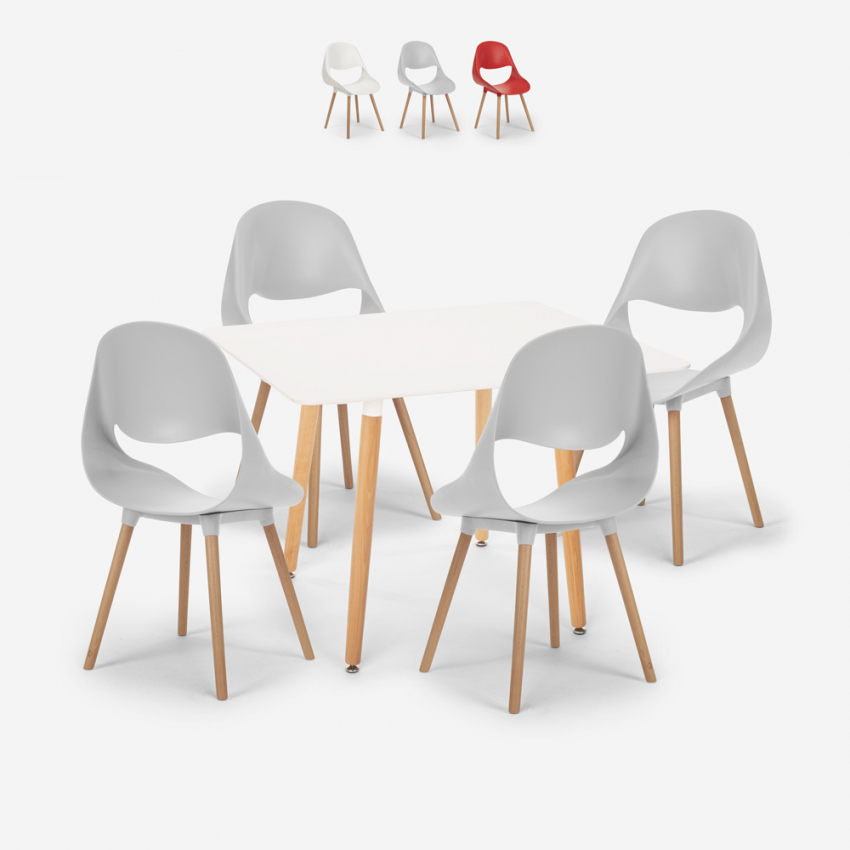 Zestaw 4 krzesła i stół 80x80cm skandynawski design Dax Light Oferta Zestaw 4 krzesła i stół 80x80cm skandynawski design Dax Light Oferta