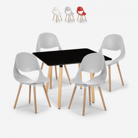 Zestaw stół 80x80cm i 4 krzesła skandynawski design Dax Dark