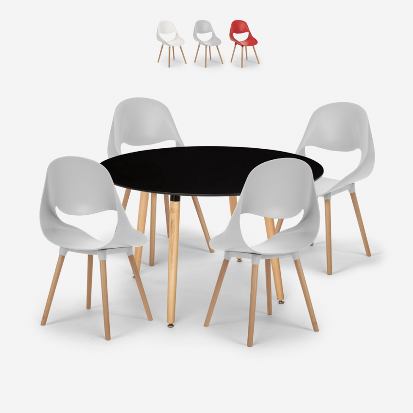 Zestaw 4 krzesła i stół 100cm Midlan Dark Oferta Zestaw 4 krzesła i stół 100cm Midlan Dark Oferta