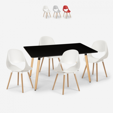 Zestaw 4 krzesła i skandynawski stół 80x120cm Flocs Dark Promocja