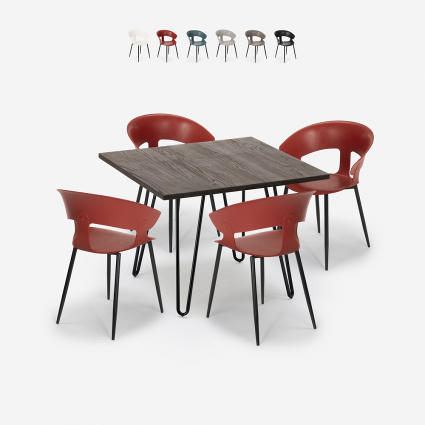Zestaw 4 krzesła i stół 80x80cm Maeve Dark Katalog Zestaw 4 krzesła i stół 80x80cm Maeve Dark Katalog