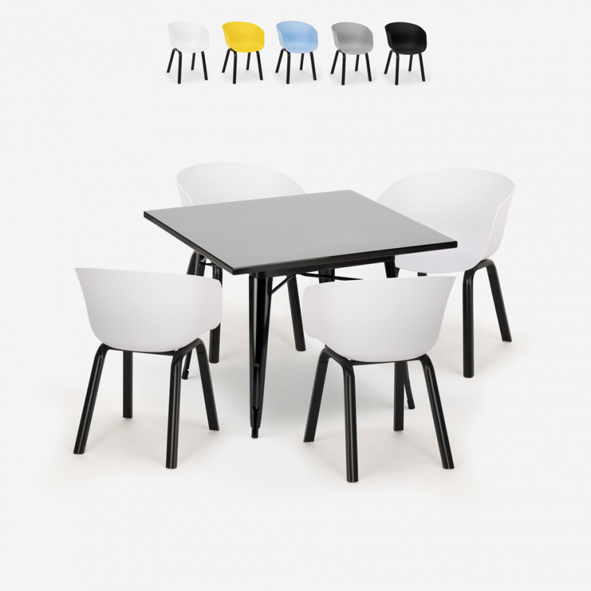 Zestaw stół 80x80cm i 4 krzesła nowoczesny design Krust Dark Oferta Zestaw stół 80x80cm i 4 krzesła nowoczesny design Krust Dark Oferta