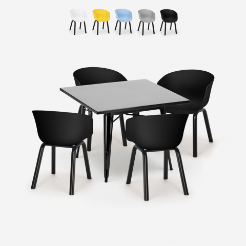 Zestaw stół 80x80cm i 4 krzesła nowoczesny design Krust Dark Promocja
