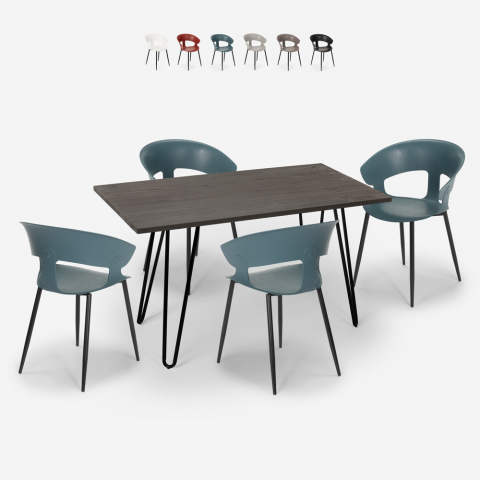 Zestaw industrialny 4 krzeseł i stół  120x60cm Sixty Promocja
