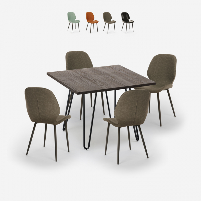 Zestaw stół industrialny 80x80cm i 4 krzesła Wright Dark Oferta Zestaw stół industrialny 80x80cm i 4 krzesła Wright Dark Oferta