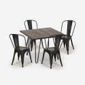 kwadratowy zestaw stołowy 80x80cm drewno metal 4 krzesła Lix vintage hedges dark Wybór