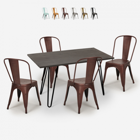 Zestaw stół 120x60cm i 4 krzesła tolix Weimar Promocja