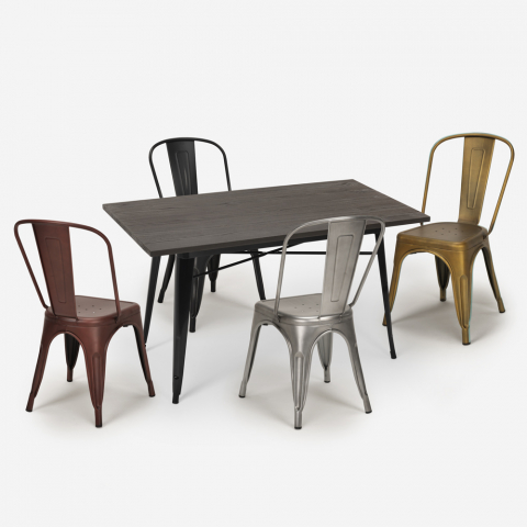 zestaw 4 krzeseł i industrialny stół 120x60cm hamilton Promocja