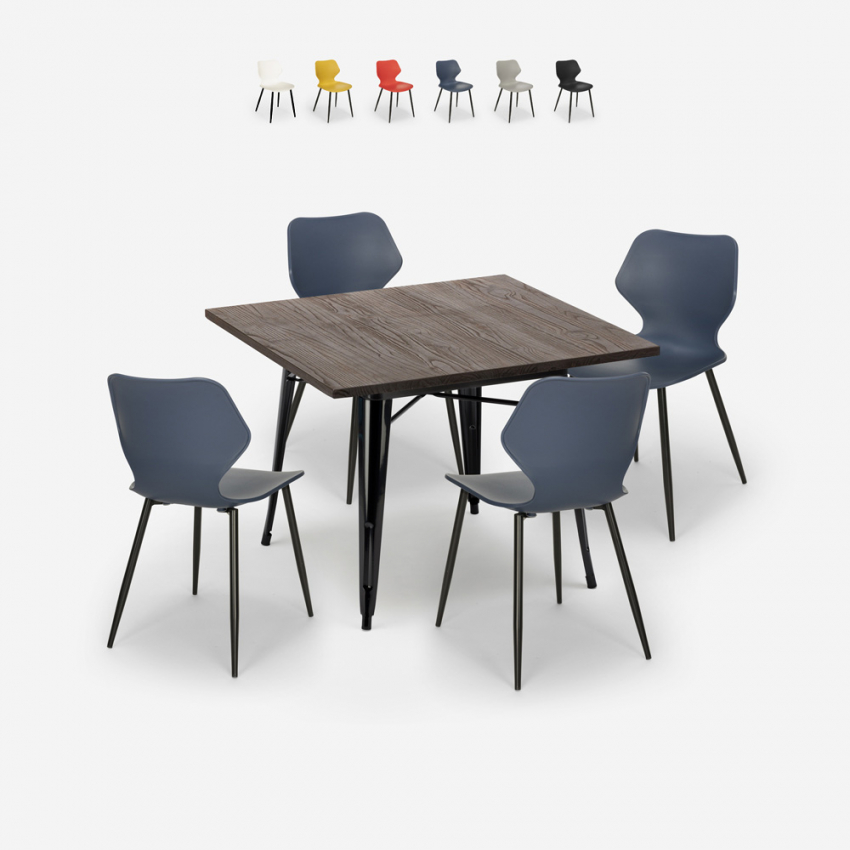 Zestaw 4 krzesła z polipropylenu i stół 80x80cm Howe Dark Oferta Zestaw 4 krzesła z polipropylenu i stół 80x80cm Howe Dark Oferta