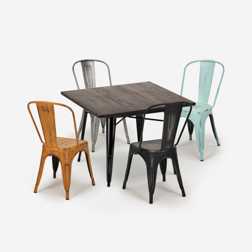 zestaw 4 krzeseł i stół industrialny 80x80cm dickson Oferta zestaw 4 krzeseł i stół industrialny 80x80cm dickson Oferta