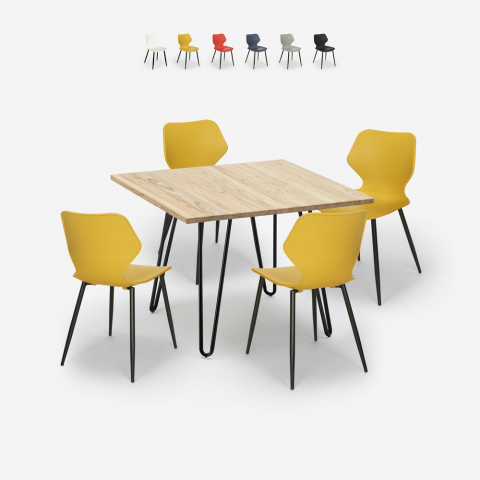 Zestaw stół industrialny 80x80cm i 4 krzesła Sartis Light Promocja