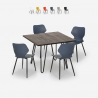 Zestaw 4 krzesła i stół 80x80cm Sartis Dark Oferta