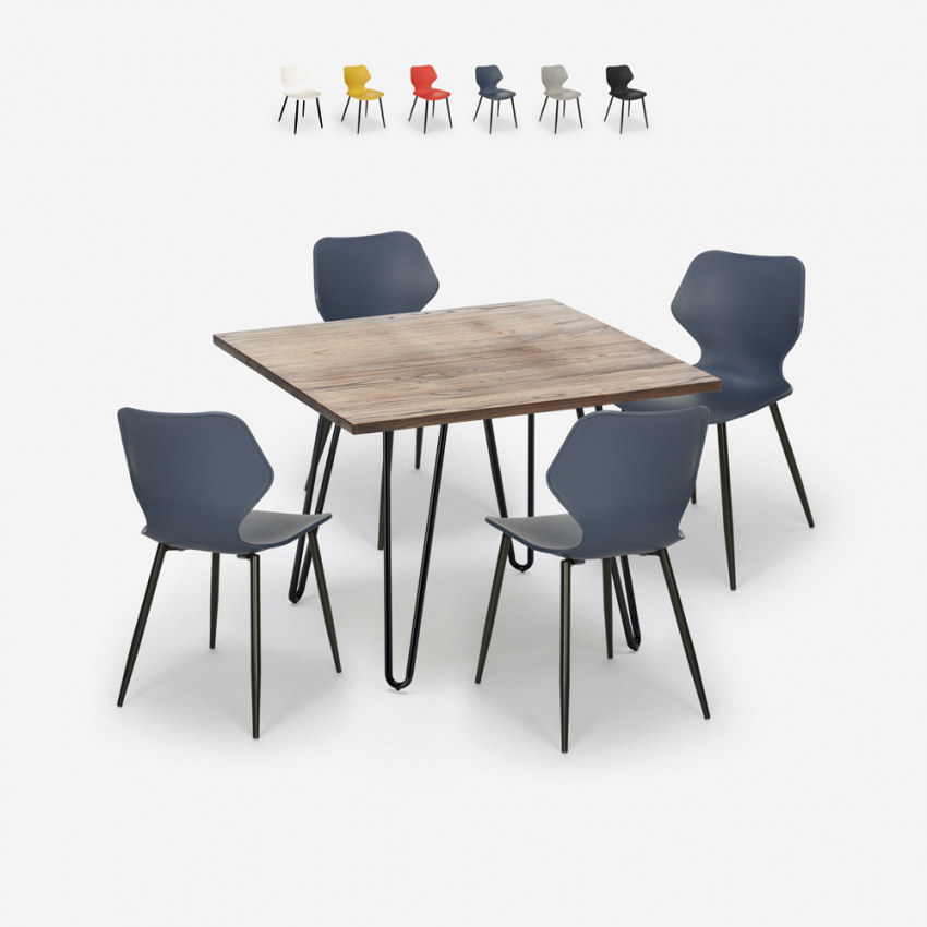 Zestaw stół industrialny 80x80cm i 4 krzesła polipropylenowe Sartis Oferta Zestaw stół industrialny 80x80cm i 4 krzesła polipropylenowe Sartis Oferta