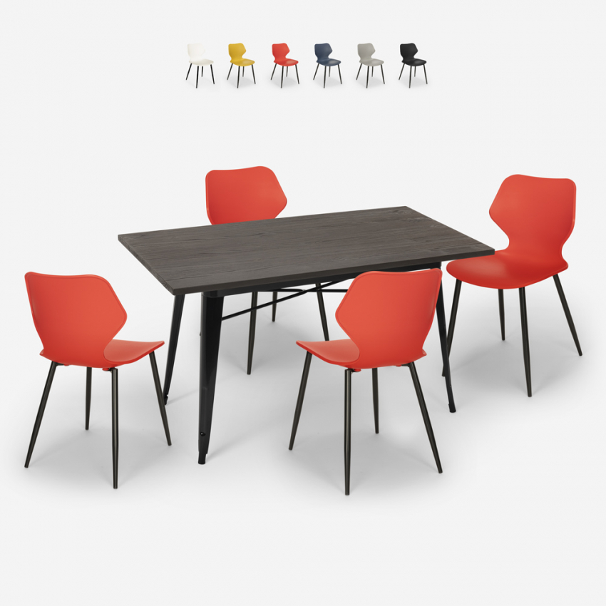 zestaw 4 krzesła i stół industrialny 120x60cm bantum Katalog