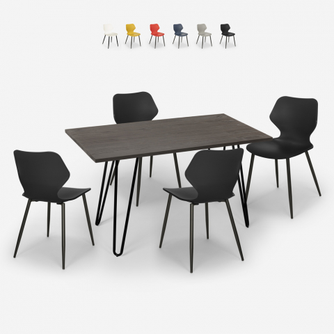 Zestaw kuchnia jadalnia 4 krzesła design stół Tolix 120x60cm Palkis