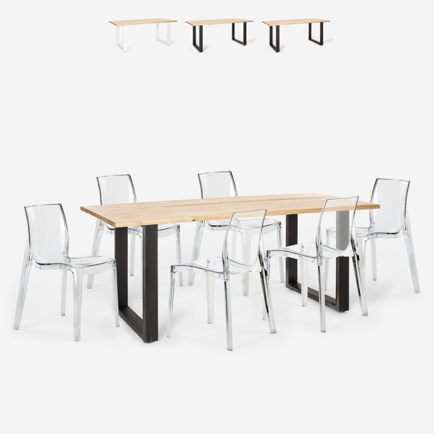 Zestaw 6 przezroczystych krzeseł i stół industrialny 180x80cm Vice Katalog Zestaw 6 przezroczystych krzeseł i stół industrialny 180x80cm Vice Katalog