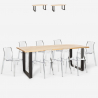 Zestaw 8 transparentnych krzeseł i stół industrialny 220x80cm Virgil Stan Magazynowy