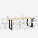 Zestaw 8 transparentnych krzeseł i stół industrialny 220x80cm Virgil Model