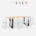 Zestaw 6 przezroczystych krzeseł i stół industrialny 180x80cm Jaipur L Promocja