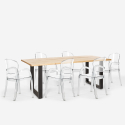 Zestaw stół industrialny 200x80cm i 6 przezroczystych krzeseł design Jaipur XL Katalog