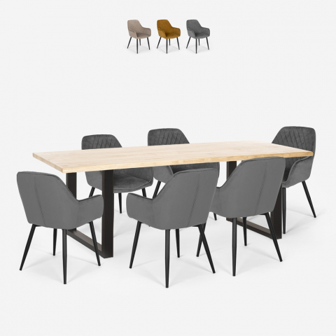 Zestaw do jadalni 6 krzeseł i prostokątny stół 200x80cm Samsara XL1 Promocja