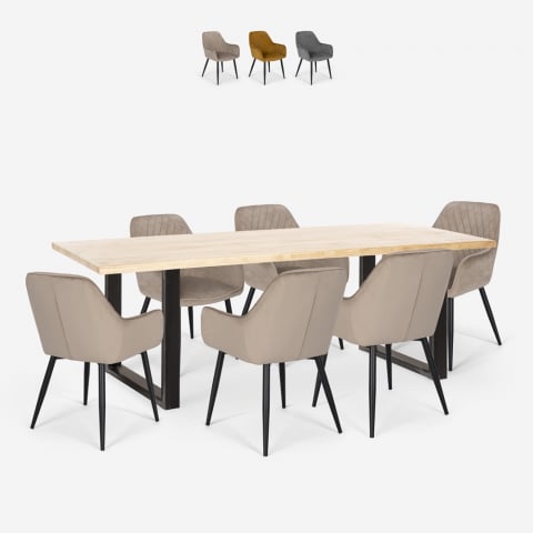 Zestaw 6 krzeseł i stół 200x80cm styl industrialny Samsara XL2