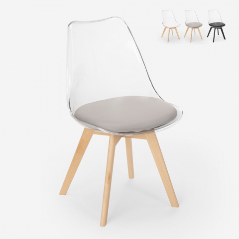 przezroczyste krzesło kuchenno-barowe z poduszką skandynawski design Tulipan caurs Promocja
