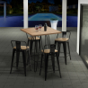 zestaw 4 hokery i stolik 60x60cm mason steel top light Rabaty