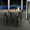 zestaw 4 stołki w stylu vintage i stolik industrialny 60x60 cm rhodes Oferta