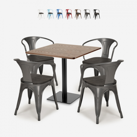 horeca zestaw stolik kawowy 90x90cm i 4 krzesła burke Promocja
