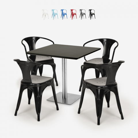 Zestaw stolik kawowy Horeca 90x90cm i 4 krzesła Tolix Heavy Promocja