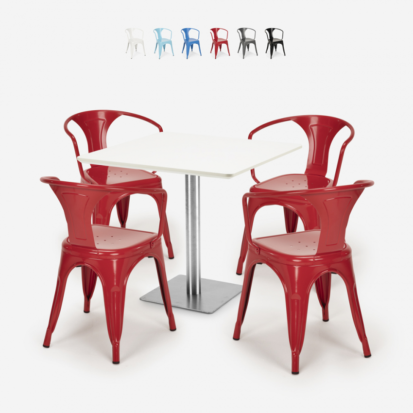 zestaw stolik kawowy horeca  90x90cm i 4 krzesła heavy white Katalog
