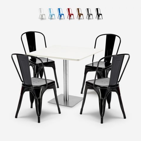 zestaw 4 krzeseł i stół horeca 90x90cm biały just white Promocja
